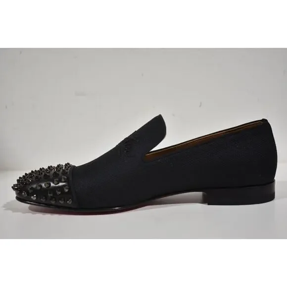 Christian Louboutin Navy Spooky Flat Black Spike Oxford Dress Loafer 42.5 9.5